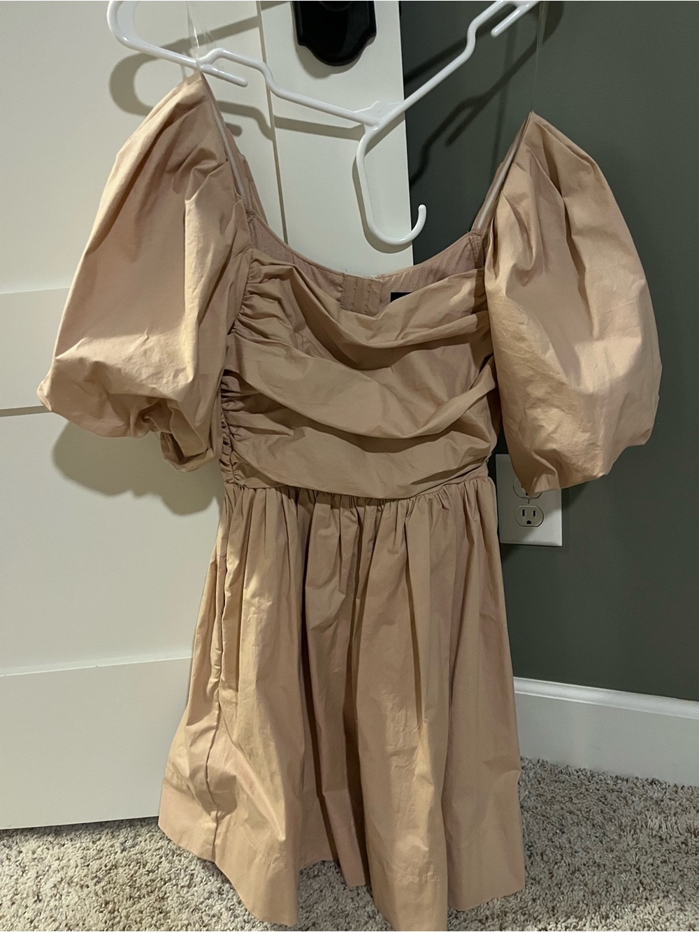 DO+BE Beige Puff-Sleeve Mini Dress